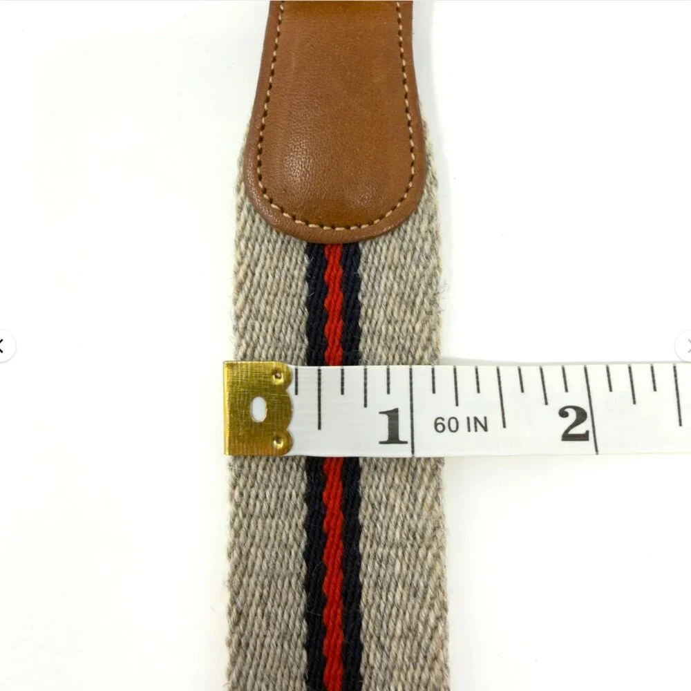 Coach Surcingle Belt Wool Webbing Leather Trim Brass Buckle‎ 28